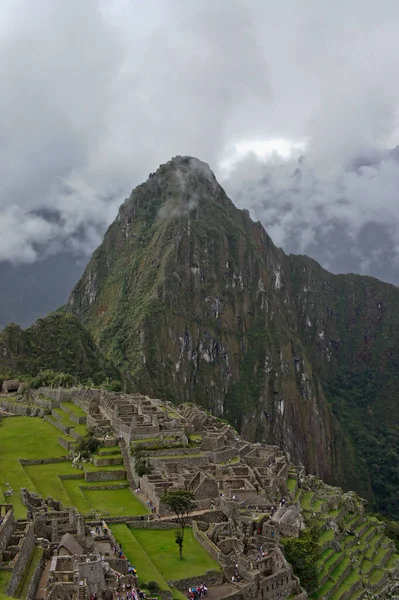 Machu Picchu Cloudy Day Ancient City View Peru South America — Stock Photo, Image