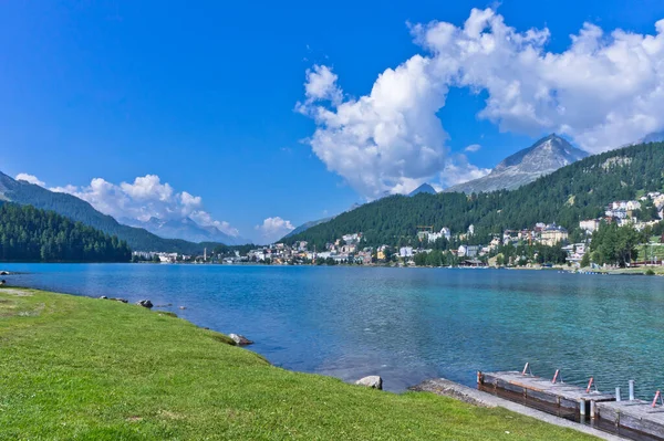 Moritz Old City View Lake Alps Switzerland — стокове фото