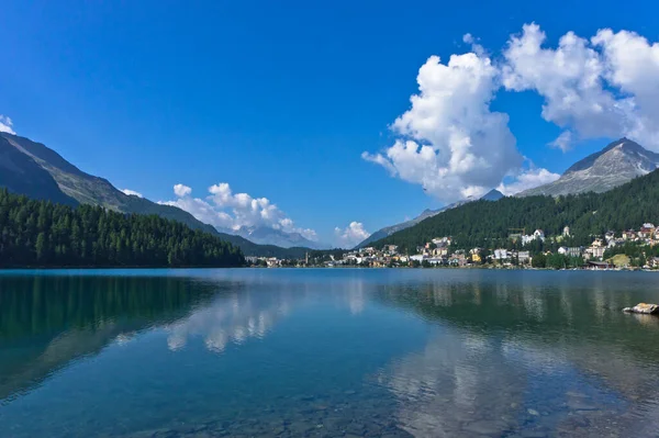 Moritz Old City View Lake Alps Switzerland — стокове фото