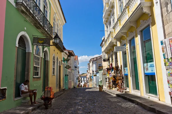 Salvador Bahia Pelourinho Vista Com Edifícios Coloridos Brasil América Sul — Fotografia de Stock