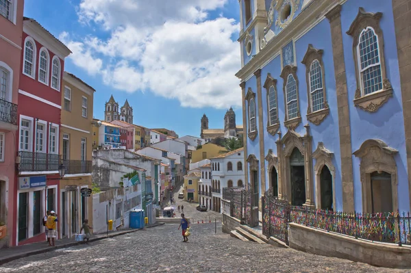 Salvador Bahia Pelourinho Vista Com Edifícios Coloridos Brasil América Sul — Fotografia de Stock