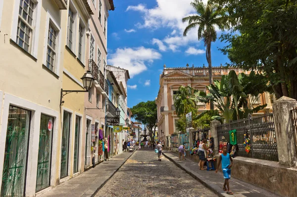 Salvador Bahia Pelourinho Vista Com Edifícios Coloridos Brasil América Sul — Fotografia de Stock