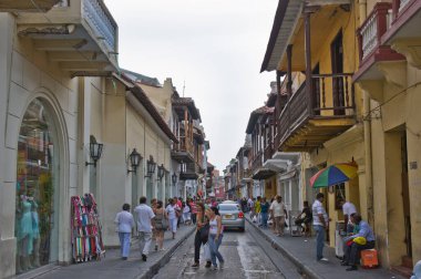 Cartagena, Eski şehir sokak manzarası, Kolombiya, Güney Amerika