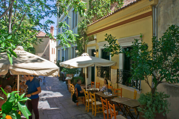 Athens, Plaka Old city street view, Greece