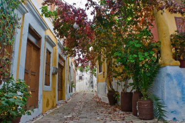 Rodos Adası, Koskinou Geleneksel Köy sokak manzarası, Yunanistan ve Avrupa