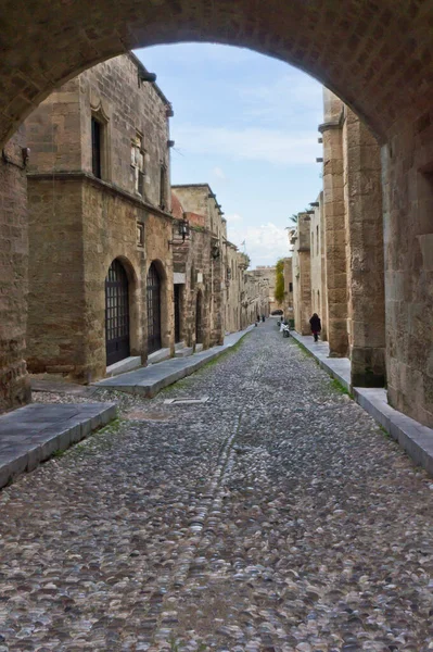 Isla Rodas Ciudad Vieja Calle Los Caballeros Vista Grecia Europa — Foto de Stock