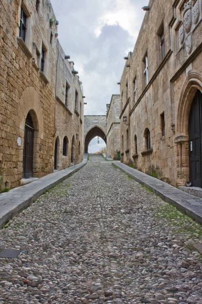Rhodes Adası Eski Şehir Şövalyeler Sokağı Yunanistan Avrupa — Stok fotoğraf
