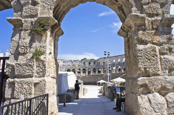 Pula Roma Amfitiyatro Manzarası Hırvatistan Balkanlar Avrupa — Stok fotoğraf