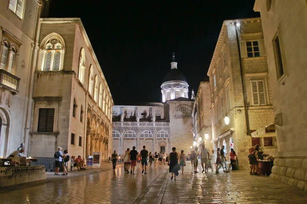 Dubrovník Staré Město Ulice Noci Chorvatsko Balkán Evropa — Stock fotografie