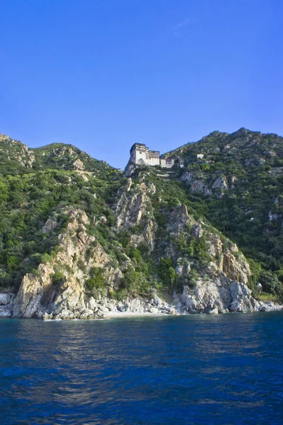 Monte Athos Simonos Petra Mosteiro Ortodoxo Oriental Grécia Europa — Fotografia de Stock