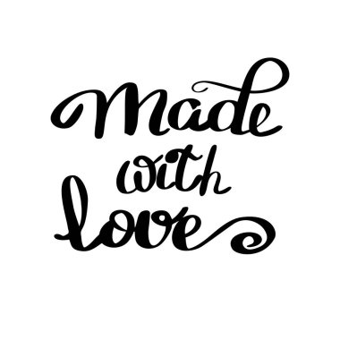 El yazısı olan vektör etiketi ve rozeti - ev yapımı ürünler ve dükkanlar için aşk damgası ile yapılmış