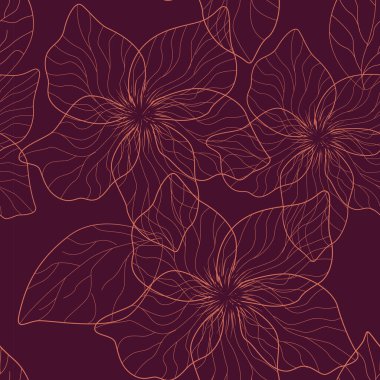 Çiçekli ve yapraklı vektör deseni. Yumuşak, bahar çiçekli arka plan.