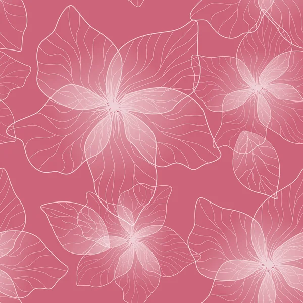 Patrón Floral Vectorial Con Flores Rosadas Diseño Hojas Fondo Floral — Archivo Imágenes Vectoriales