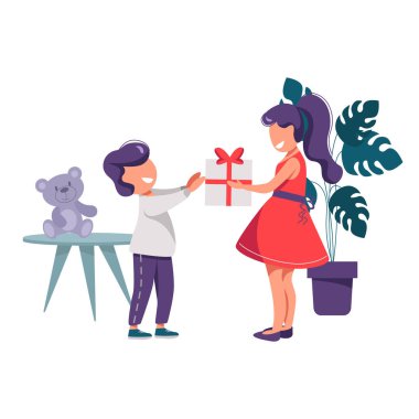 Bir Yetenek Veren çocuk ve kızın farklı arka planda canlandırması