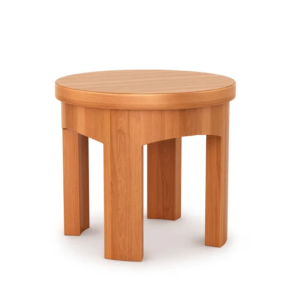 Круглый деревянный стул изолирован на белом фоне. 3d иллюстрация — стоковое фото