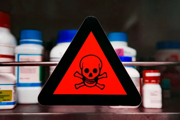 Enfoque Etiqueta Productos Químicos Tóxicos — Foto de Stock