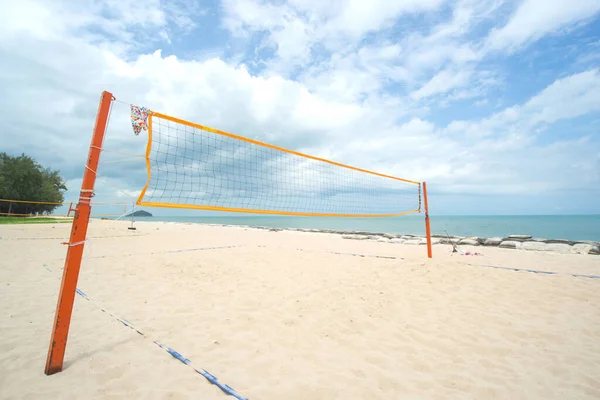 Red Voleibol Playa Playa Con Cielo Azul — Foto de Stock