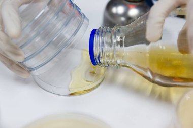 Petri kabının içinde asılı duran Dökme Tabağı metodu