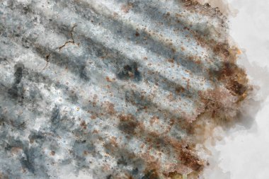 Arkaplan ve desen paslı çinko resminin suluboya etkisi.