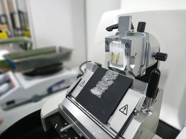 Rotary Microtome Section Für Die Diagnose Der Pathologie — Stockfoto