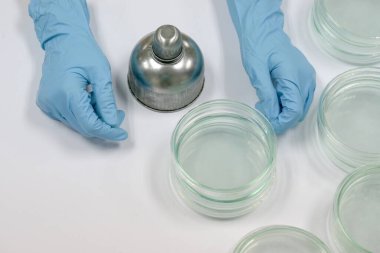 Petri kabının içinde asılı duran Dökme Tabağı metodu