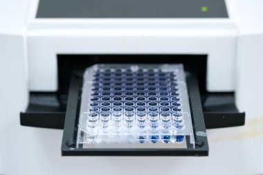 ELISA plakası, mikroplaka okuyucusuyla aşırı doz ölçecek. Biyokimya analizi için mikro plaka (96 iyi) okuyucu.