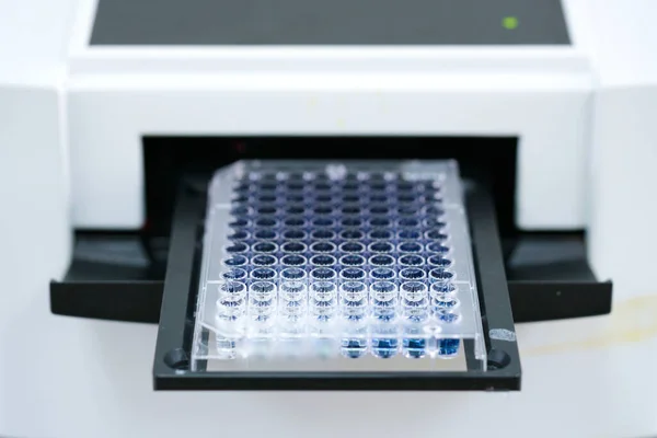 ELISA plakası, mikroplaka okuyucusuyla aşırı doz ölçecek. Biyokimya analizi için mikro plaka (96 iyi) okuyucu.