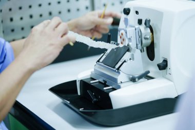Patolojide teşhis konan Döner Mikro Rozom Bölümü mikroskop histolojisini kaydırıyor. İnsan dokusu ekipmanı