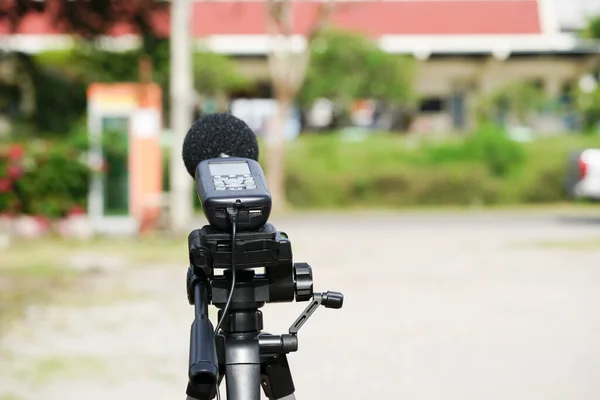 Messung Des Straßenlärms Mit Einem Schallpegelmessgerät Schallpegelmessgeräte Werden Häufig Studien — Stockfoto