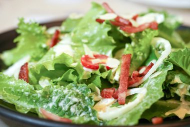 Jambon ve mozzarella peynirli sebze salatası..