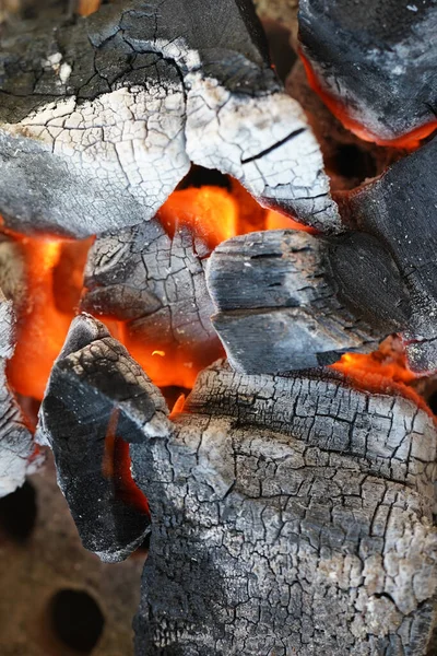 Вогонь Деревне Вугілля Гриль Горіння Вугільної Печі — стокове фото