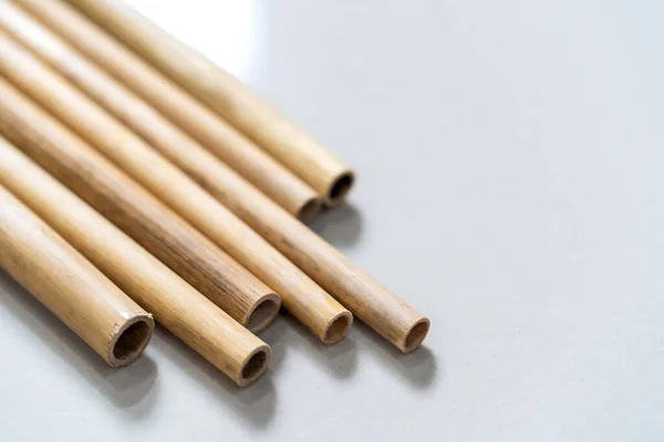 Bamboo Wood Straws Reusable Reduce Use Plastic Straw Reduce Plastic — Stock Photo, Image