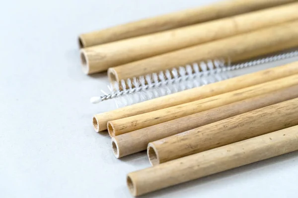 Nature drinking straws from bamboo wood for reusable and reduce the use of plastic straw. Reduce plastic waste in environment.