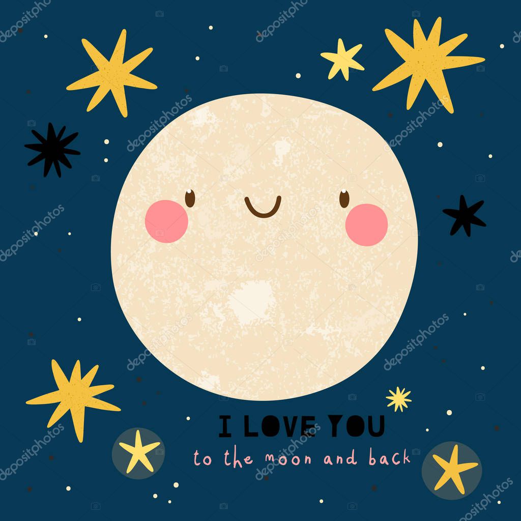 Vettoriale stockIllustrazione Super Carina Con Luna Stelle Love You Moon  Back di ©iliveinoctober #198548186, image size:1024x1024