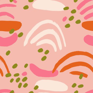 Noktalar ve çizgiler turuncu, yeşil ve kırmızı renklerde yaratıcı arka plan