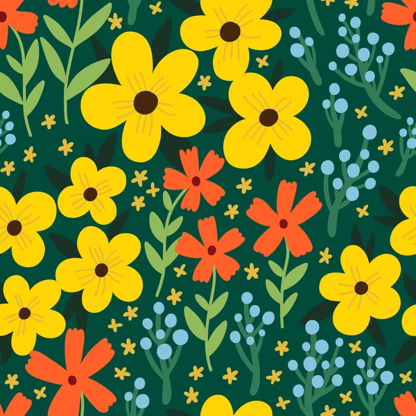 Ditsy Floral Patrón Vector Ilustración — Archivo Imágenes Vectoriales
