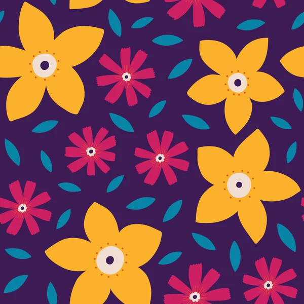 Illustration Vectorielle Motif Floral Coloré — Image vectorielle