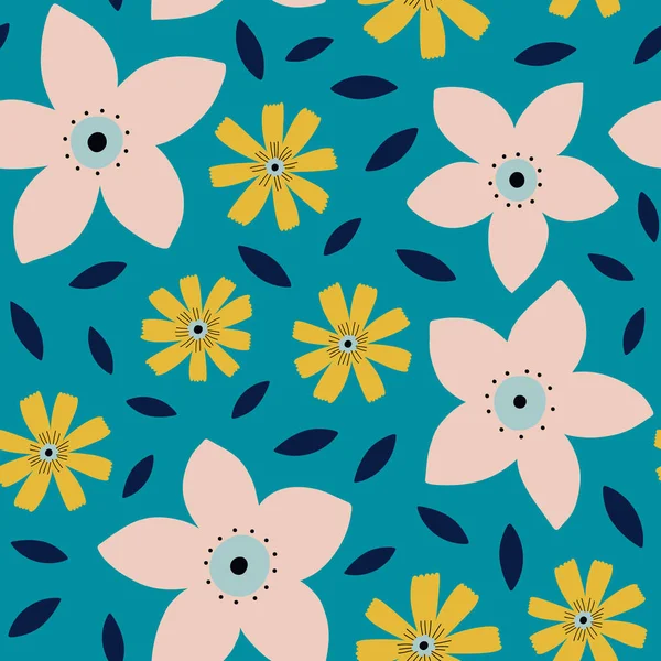 カラフルな花柄のベクトル イラスト — ストックベクタ