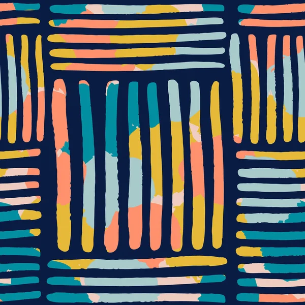 Vektor Nahtlose Muster Mit Mehrfarbigen Linien Abstraktes Kühnes Design — Stockvektor