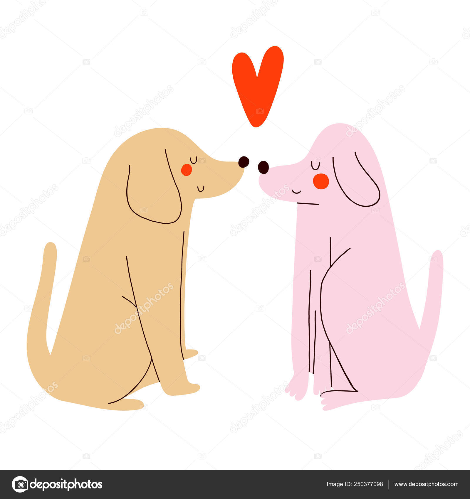 Cute Vector Illustration Two Dogs Love Romantic Background Perfect Greeting  Stock Vector Image by ©iliveinoctober #250377098