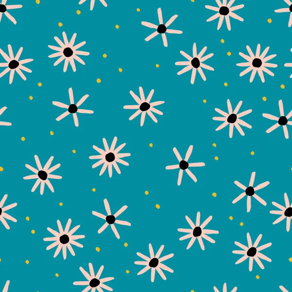 Vektor Nahtlose Florale Muster Abstrakt Hintergrund Mit Kamillenblüten — Stockvektor