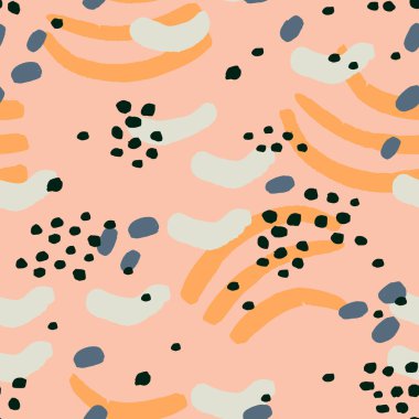 Soyut seamless modeli farklı unsurları ile. Kaotik vektör doku ile mürekkep şekillerini.