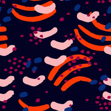 Soyut seamless modeli farklı unsurları ile. Kaotik vektör doku ile mürekkep şekillerini.