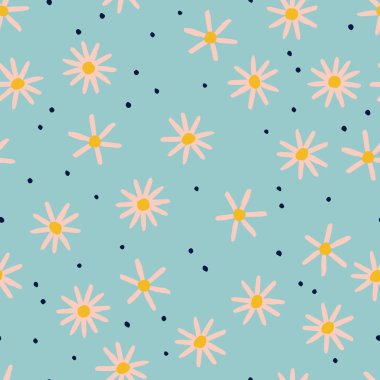 Vektör sorunsuz çiçek desenli. Papatya çiçeği ile arka plan
