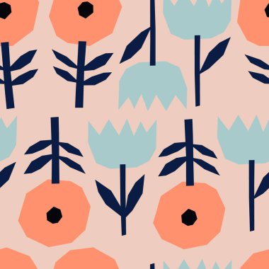 Vektör Dikişsiz desen kesme dışarı ile stilize edilmiş çiçekler. Güzel çiçek doku vektör çizim