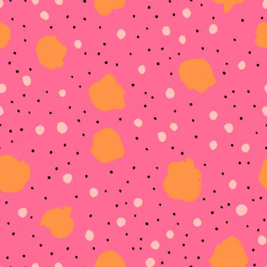 Soyut seamless modeli ile farklı noktalar. Mürekkep fırça darbeleriyle vektör arka plan.