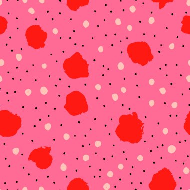 Soyut seamless modeli ile farklı noktalar. Mürekkep fırça darbeleriyle vektör arka plan.