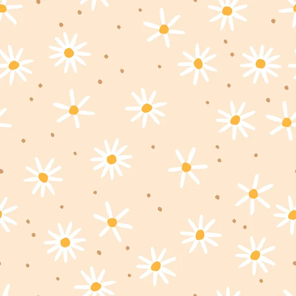 Vektor Nahtlose Florale Muster Abstrakt Hintergrund Mit Kamillenblüten — Stockvektor