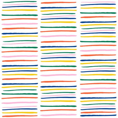 Mürekkep hatları ile soyut seamless modeli. Vektör arka plan çok renkli çizgili.