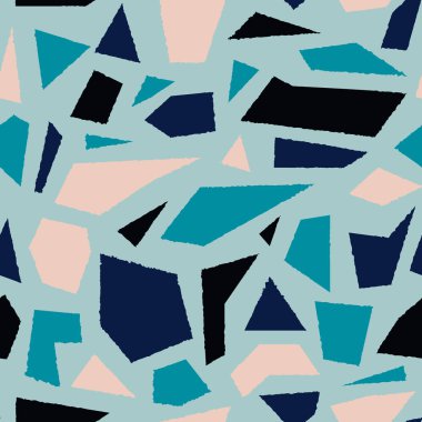 Farklı geometrik şekillerle soyut sorunsuz doku. Vektör desen stilize buz şekillerle
